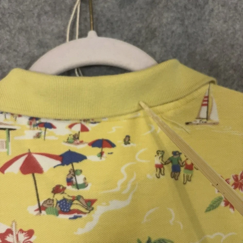 Polo Ralph Lauren Polo Bear Polo Shirt Mens XL Yellow Aloha Cotton